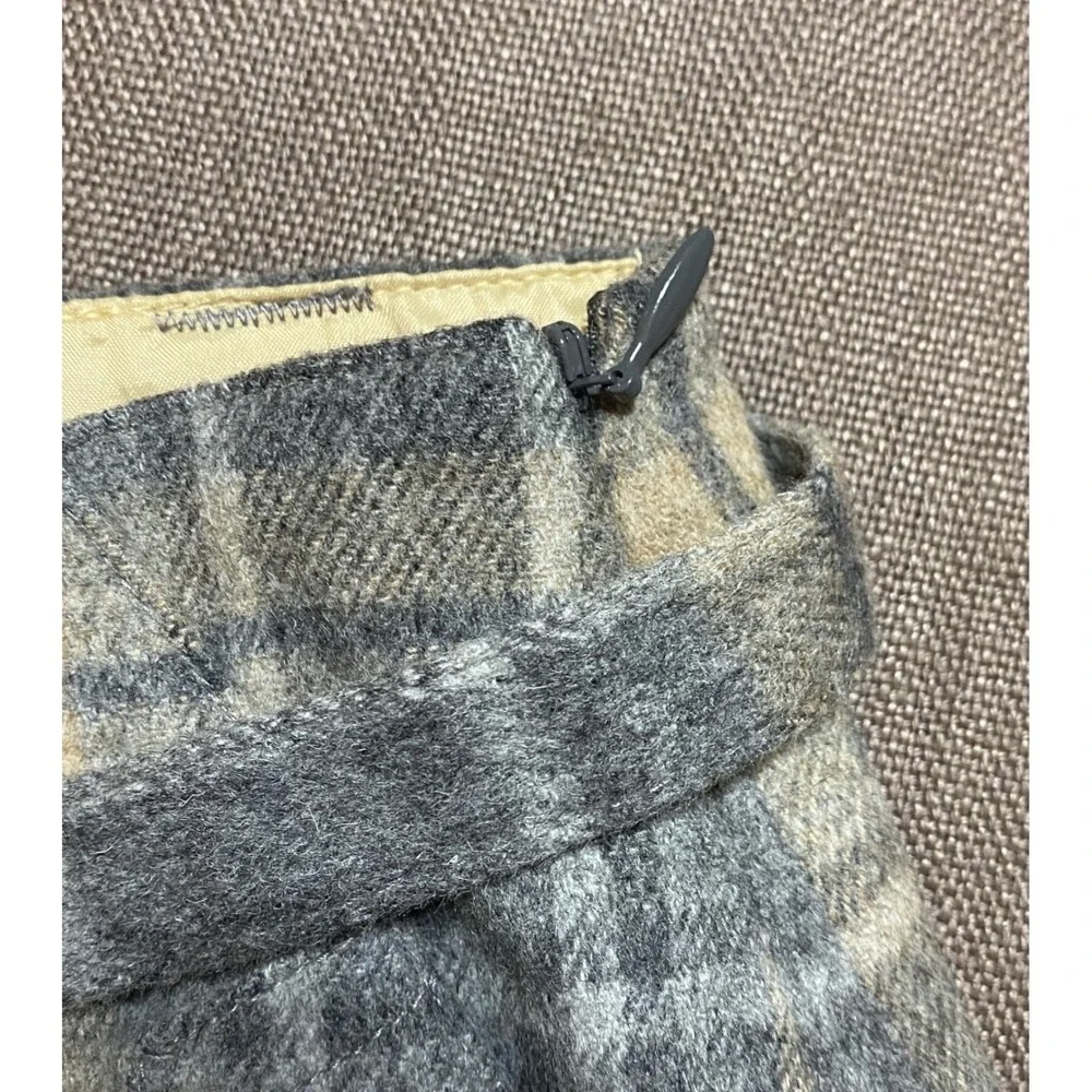 Talbots‎ Plaid Wool Blend Belted Knee Length Skirt Women Size 4 Gray Beige